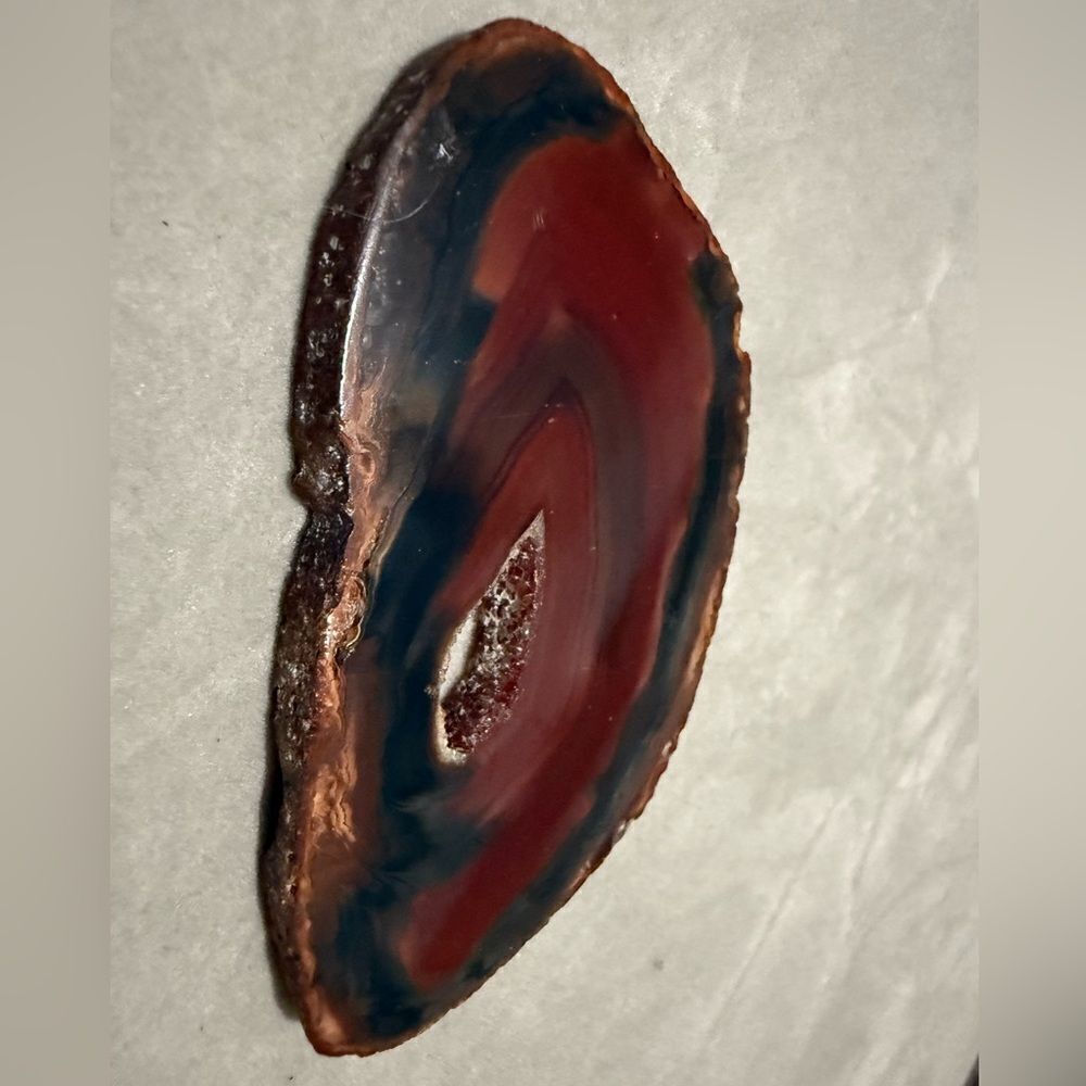 Polished Agate Slice – Natural Crystal Geode with Red & Black Bands - Picture 4 of 17